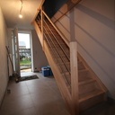 Escalier droit en hêtre avec garde corps bois/inox