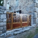 Portail en quatre éléments, chêne et niangon