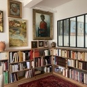 Bibliothèque d'angle (latté chêne / alèses massif)