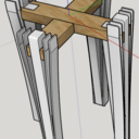 Tabouret en frêne et bois rouge