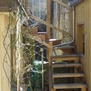 Escalier 1/4 tournant gauche  2016,  Structure en epicéa autoclave  Marches et limons en Pin Douglas