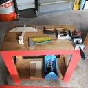 Etabli pour enfant avec banc intégré et caisse à outils