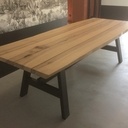 Table de salle à manger - noyer et acier