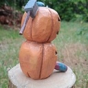 Sculpture bois- deux citrouilles terrifiantes