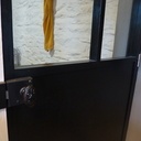 La porte, également avec une structure en sapin, et la partie pleine en CTP 10mm