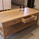 Table de dégustation de vin en chêne massif 3 tiroirs