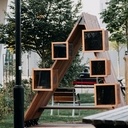 Aménagement extérieur // Chantier participatif Pyramide à livres Nantes