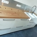 Plan de travail en châtaignier et noyer