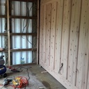 Habillage d'un conteneur en bois