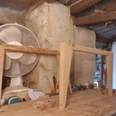 Table basse chêne plateau en ciment