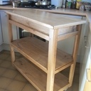 Desserte en chêne à roulettes