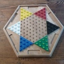 Jeu de dames chinoises en chêne.