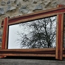 Miroir padouk-morta de chêne.