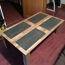 Table basse chêne et béton ciré