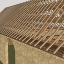 Charpente et couverture d'une vieille grange