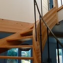 Escalier frêne 1/4 tournant débillardé