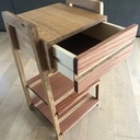 Table de chevet en chêne et sapelli