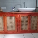 Meuble de salle de bain acajou d'Afrique