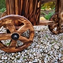 Vélo 3 roues en bois brulé