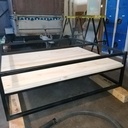 Table basse industrielle chêne massif, pin et acier