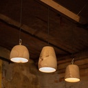 Lustre triple en bois tourné