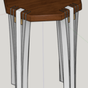 Tabouret en frêne et bois rouge