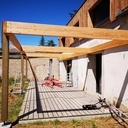Pergola bois avec module Bioclimatique aluminium