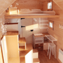 Vue générale, on remarque l'escalier comportant des rangements