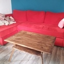 Table basse, pieds cintrés, 2 plateaux