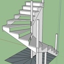 Escalier 2 quarts tournant avec placards et WC