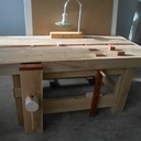 Etabli en chêne, noyer et padouk