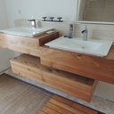 Meubles vasques en orme réalisé il y a quelques années