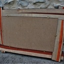 Miroir padouk-morta de chêne.