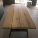 Table de salle à manger - noyer et acier