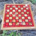 Jeux d'echecs hetre échauffé epoxy rouge