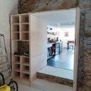 Bibliothèque, séparation cuisine/salon