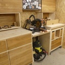 Meuble defonceuse sous table avec chutes