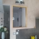 Tête de cloison en pin et tablette en hêtre