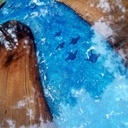 Table  basse theme mer en noyer échauffé