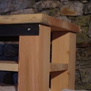 Table basse en mélèze brossé et acier