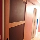 Premier "chantier" porte coulissante et porte "normale" (chene/valchromat)