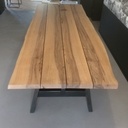 Table de salle à manger - noyer et acier