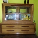 Vitrine en chêne et sapeli