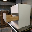 Meuble de salle de bain, plan de travail en chêne massif sous vasque et ses étagères