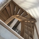 Escalier double quart tournant en chêne de pays