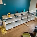 Bibliothèque hévéa et mélaminé blanc