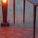 Console Amarante et sa lampe en chutes