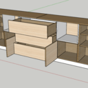 Meuble bas blanc et bois