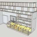 Bibliothèque murale avec banc TV intégré