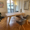 Bureau en hêtre avec pieds baby foot (Bonzini)